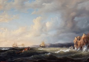 Bark Beating to Windward at Kullaberg by Marcus Larson Oil Painting