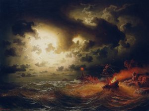 Burning Steamer by Marcus Larson Oil Painting