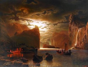 Fishing Near The Fjord By Moonlight