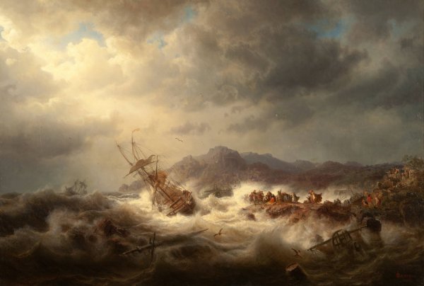 Shipwreck  by Marcus Larson - Hand-Painted Oil Painting Reproduction