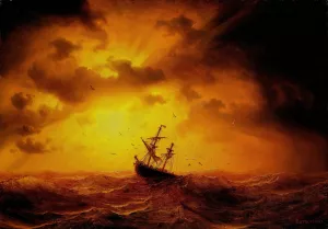 Stormy Sea by Marcus Larson Oil Painting