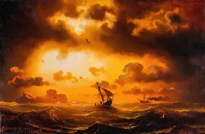Sunset at Sea by Marcus Larson Oil Painting