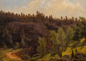 Woodland Pool in Sunshine by Marcus Larson Oil Painting