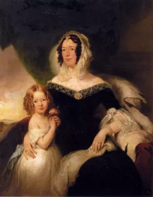 Portrait Of Mrs. Hilton Nee Aynsworth With Her Daughter, Lydia Ellen by Margaret Sarah Carpenter Oil Painting