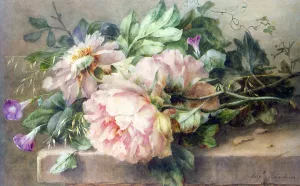 Still Life with Peonies and Morning Glory by Margaretha Roosenboom Oil Painting