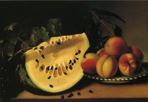 Still Life with Watermelon and Peaches by Margaretta Angelica Peale - Oil Painting Reproduction