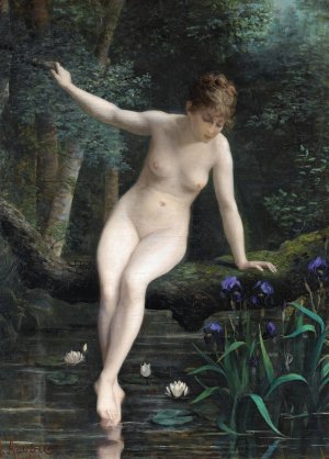 Young Woman Bathing Oil painting by Marguerite Arosa