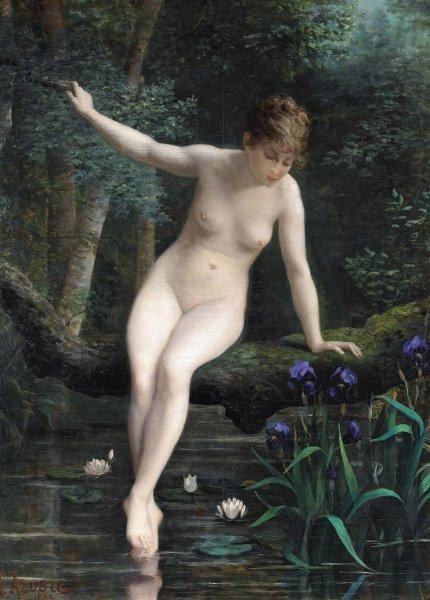 Young Woman Bathing  by Marguerite Arosa - Hand-Painted Oil Painting Reproduction