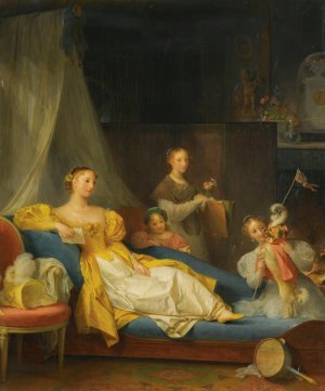 A Family In An Interior Playing With A Dog by Marguerite Gerard Oil Painting