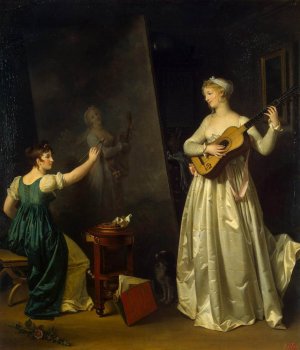 Artist Painting a Portrait of a Musician