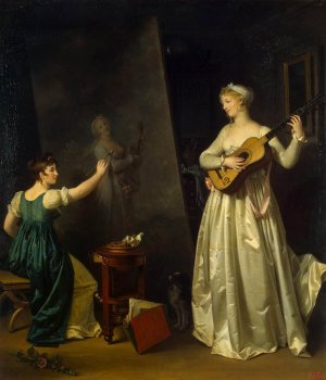 Artist Painting a Portrait of a Musician Oil painting by Marguerite Gerard