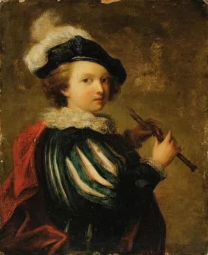 Flute player by Marguerite Gerard Oil Painting