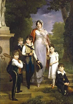 Portrait of Marechale Lannes, Duchesse de Montebello with Her Children by Marguerite Gerard - Oil Painting Reproduction