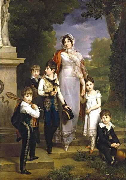 Portrait of Marechale Lannes, Duchesse de Montebello with Her Children by Marguerite Gerard - Hand-Painted Oil Painting Reproduction