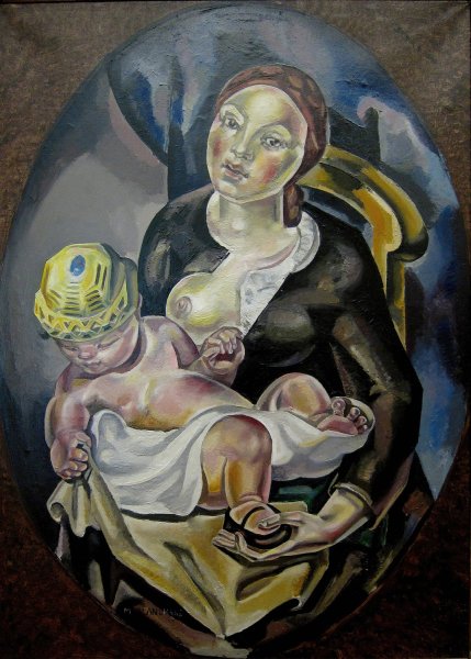 Maternite  by Maria Blanchard - Hand-Painted Oil Painting Reproduction