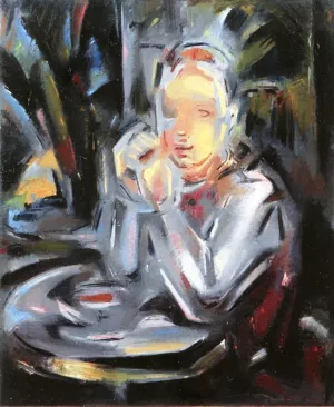 Youth Seated at a Table Facing a Cup painting by Maria Blanchard