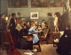 In The Studio by Maria Bashkirtseff - Oil Painting Reproduction