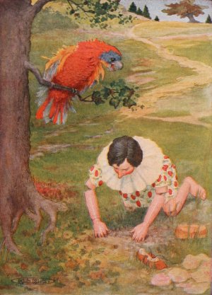 He began with his hands and naiis to dig up the earth that he had watered by Maria Louise Kirk Oil Painting