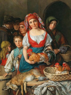 Young market vendor by Maria Mathilde Esch Oil Painting