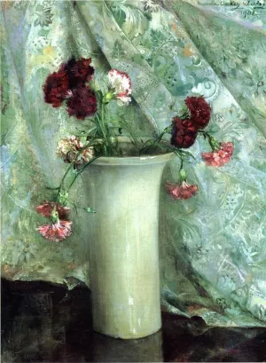 Carnations in a Satsuma Vase by Maria Oakey Dewing - Oil Painting Reproduction