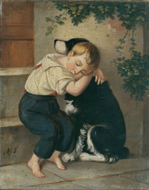 Knabe mit Hund by Maria Theresia Oil Painting