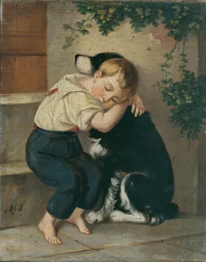 Knabe mit Hund by Maria Theresia Oil Painting