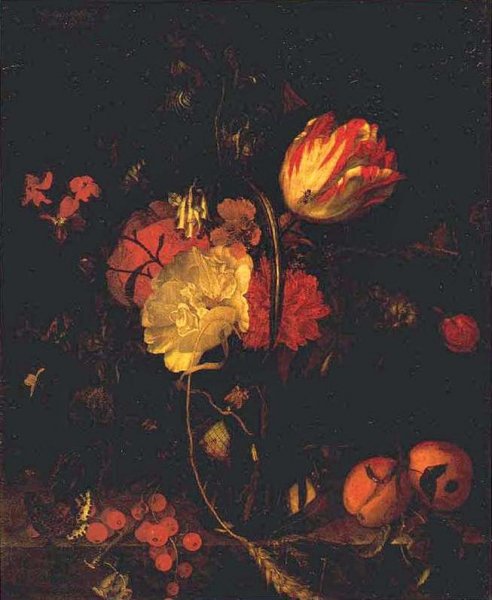 Flowers and Fruit by Maria Van Oosterwijk - Hand-Painted Oil Painting Reproduction