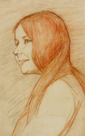 Smiling Girl's Head by Maria Wiik Oil Painting
