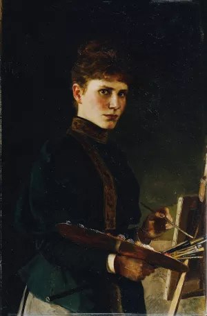 Selbstbildnis an der Staffelei by Maria Wunsch Oil Painting