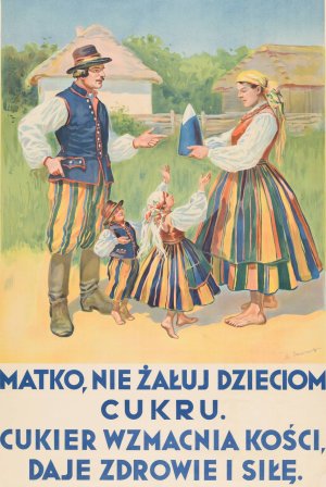 Matko, nie zaluj dzieciom cukru. Cukier wzmacnia koSci, daje zdrowie i sile by Marian Adamczewski Oil Painting
