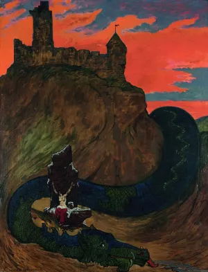 Bajka o krolewnie i smoku by Marian Wawrzeniecki Oil Painting