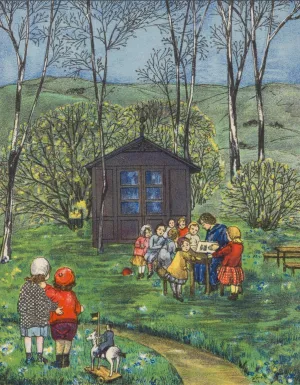 Aus der Wiener Kriegswaldschule, Kriegspostkarte 3 by Marianne Hitschmann-Steinberger Aus der Wiener Kriegswaldschule, Kriegspostkarte 3 Oil painting by Marianne Hitschmann-Steinberger