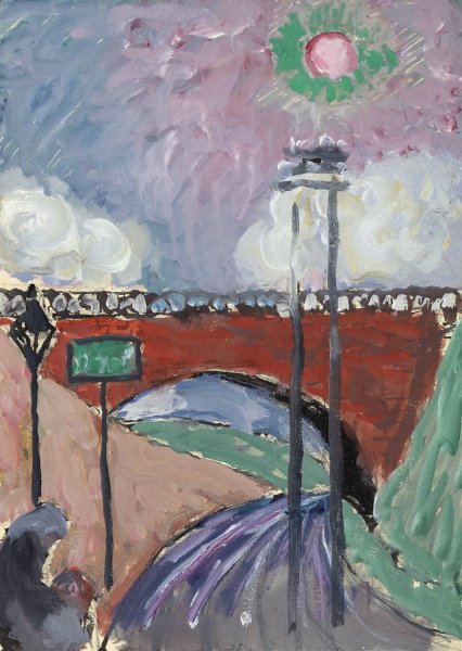 Main Product Photo of Bridge near Lausanne  Painting by Marianne Von Werefkin