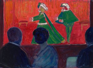 Marionette Theater - in the foreground Jawlensky and Marianne von Werefkin by Marianne Von Werefkin Oil Painting