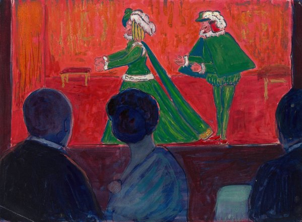 Main Product Photo of Marionette Theater - in the foreground Jawlensky and Marianne von Werefkin  Painting by Marianne Von Werefkin
