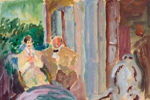 Sacharoff and Jawlensky on the balcony in St. Prex on Lake Geneva by Marianne Von Werefkin Oil Painting