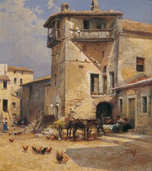 Anticoli Corrado Square by Mariano Barbasan Oil Painting