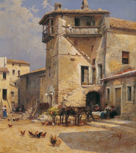 Anticoli Corrado Square  by Mariano Barbasan - Hand-Painted Oil Painting Reproduction
