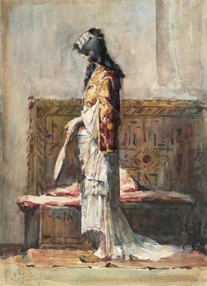 A Moroccan Woman in Traditional Dress by Mariano Fortuny Marsal Oil Painting