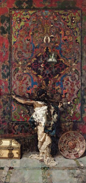 Arabe Delante De Un Tapiz by Mariano Fortuny Marsal Oil Painting