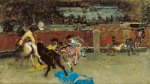 Bullfight. Wounded Picador by Mariano Fortuny Marsal Oil Painting