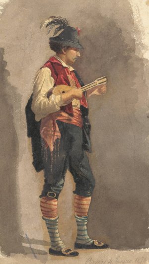 Standing Musician by Mariano Fortuny Y Carbo Oil Painting
