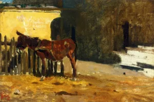 A Burro on the Patio Oil painting by Mariano Jose Ma Fortuny y Carbo