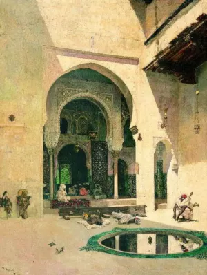The Court of the Alhambra by Mariano Jose Ma Fortuny y Carbo Oil Painting