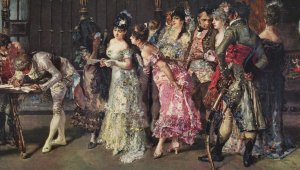 Visiting Day at the Parsonage by Mariano Jose Ma Fortuny y Carbo Oil Painting