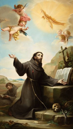 Saint Francis of Assisi Receiving the Stigmata by Mariano Salvador Maella Oil Painting