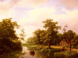 On The Maas by Marinus Adrianus Koekkoek - Oil Painting Reproduction