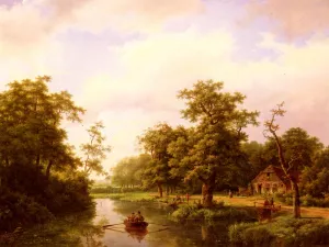 On The Maas Oil painting by Marinus Adrianus Koekkoek