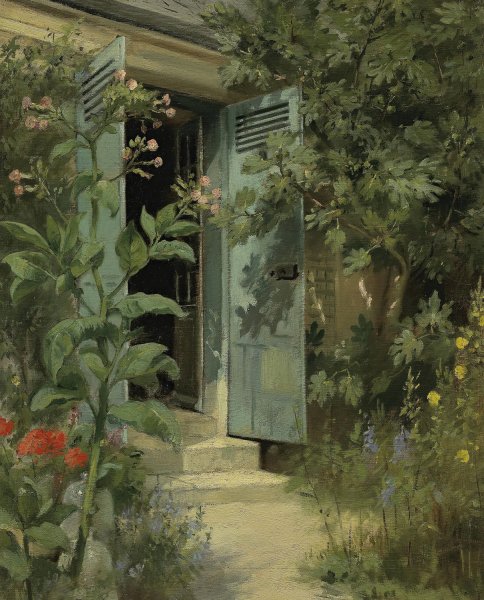 The Steps By The Flowers by Marie Adrien Lavieille - Hand-Painted Oil Painting Reproduction