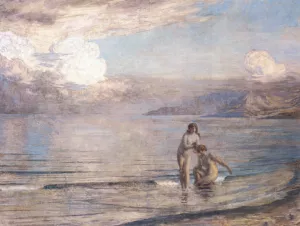 Bathers on the Beach by Marie Auguste Emile Rene Menard Oil Painting
